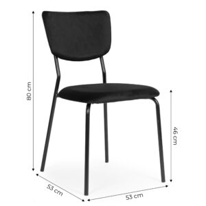 4 aksominių kėdžių komplektas valgomajam ir svetainei, juodos spalvos, ModernHome - Image 10