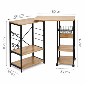 Virtuvės lentyna virtuvės sala su besisukančiu stalviršiu lentynos krepšiai kabliukai loft ModernHome - Image 10