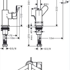 Praustuvo maišytuvas Hansgrohe Rebris S 72536000, chromo - Image 3
