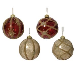 Eglutės žaisliukas Decoris Beads, aukso/raudonas, 10 cm