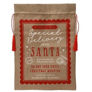 Kalėdų senelio maišas Decoris 374444, džiuto/raudona, 70 cm