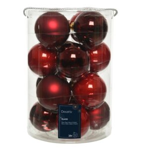 Eglutės žaisliukų rinkinys, raudonas, stiklas, 16 vnt.