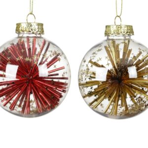 Eglutės žaisliukas Decoris, skaidrus/aukso/raudonas, 8 cm