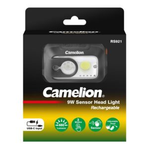 Galvos žibintuvėlis Camelion su sensoriumi, 9W, 280-480lm
