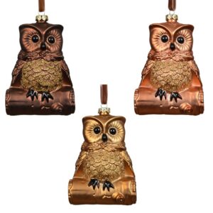 Eglutės žaisliukas Decoris Owl, rudas, 10 cm