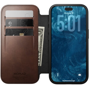 Nomad Modern Leather Folio, rustic brown (Horween) – iPhone 18 Pro/17 Pro dėklas - Image 6