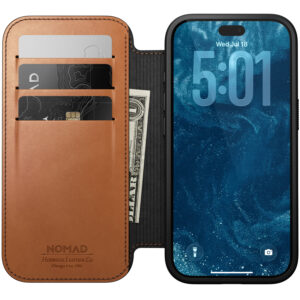 Nomad Modern odinis dėklas-knygelė, saddle (Horween) – iPhone 18 Pro/17 Pro - Image 6