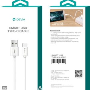 Devia laidas Smart EC066 USB - USB-C 2,0 m 2,1A baltas - Image 4