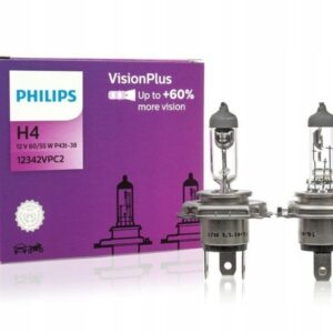 Lemputės H4 12V 55W VisionPlus +60% PHILIPS, 2 vnt.