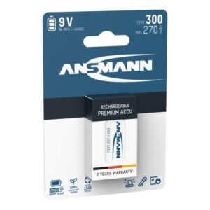 Akumuliatorius 6HR61 (E-Block, R22, 6R61, 6F22) 8.4V 300mAh Ni-Mh ANSMANN