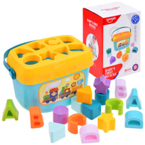 Mokomasis rinkinys „Bucket blocks letters“ RŪŠIUOKLIS 16 vnt. ZA3803