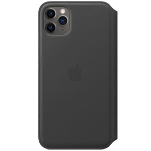 Odinė „Folio“ tipo atverčiama dėžutė, skirta iPhone 11 Pro Max – juoda