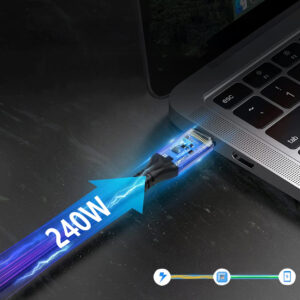 Wozinsky WPS-UY42S USB-C USB4 laidas 40Gb/s 240W 2m 4K - Juodas - Image 5