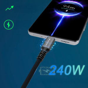 Wozinsky WPS-UY42S USB-C USB4 laidas 40Gb/s 240W 2m 4K - Juodas - Image 7