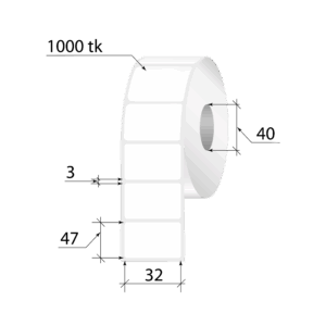 Termo etiketės 47 x 32 mm, 1000 vnt.