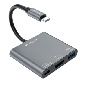 Wozinsky WHCH-01 USB-C PD 100W HDMI 4K@30Hz USB-A 10Gbps šakotuvas - pilkas - Image 2