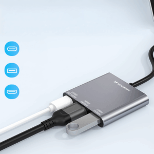 Wozinsky WHCH-01 USB-C PD 100W HDMI 4K@30Hz USB-A 10Gbps šakotuvas - pilkas - Image 7