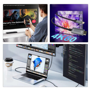 Wozinsky WCCH-01 USB-C – HDMI 4K 60Hz laidas 1.8m – Juodas - Image 3