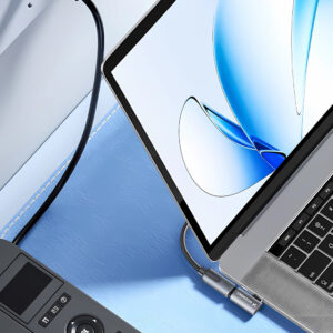 Wozinsky WPKB-01 USB-C – USB-C 40Gb/s 240W 8K OTG šoninis kampinis adapteris – pilkas - Image 7