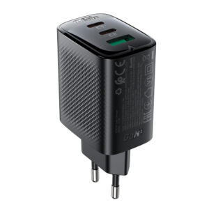 Acefast A108 GaN PD 67W 2xUSB-C 1xUSB-A sieninis įkroviklis – juodas