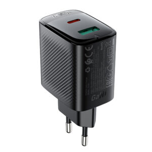Acefast A106 GaN PD 45W USB-C USB-A sieninis įkroviklis – juodas