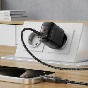Acefast A106 GaN PD 45W USB-C USB-A sieninis įkroviklis – juodas - Image 6