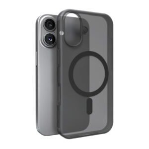 Puro Daylight Magsafe suderinamas silikoninis dėklas, skirtas iPhone 17 – pusiau skaidrus juodas