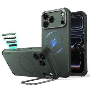 ESR CYBER TOUGH DĖKLAS SU STOVU IR MagSafe iPhone 17 Pro Max / 18 Pro Max ŽALIAS