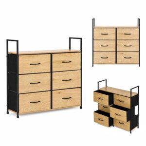 Spintelė su 6 medžiaginiais stalčiais, lentyna 80 cm, tekstilinis organizatorius, loft stiliaus ModernHome