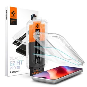 GRŪDINTAS STIKLAS Spigen GLAS.TR EZ FIT Pro HD AC 2-PACK iPhone 16 Pro / 17 / 17 Pro / 18 Pro SKAIDRUS