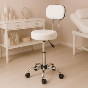 Besisukanti kėdė su atlošu, kosmetologinė, medicininė, reguliuojamo aukščio, balta, ModernHome - Image 2