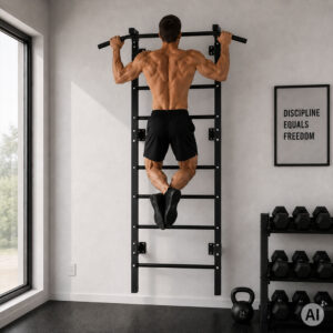 Gimnastikos sienelė 228 cm, prisitraukimų skersinis vaikams ir suaugusiems, juoda MOVEPRO - Image 2
