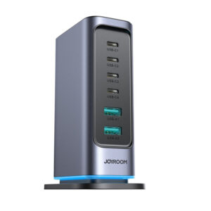 Joyroom JR-TCM02 GaN 65W įkroviklis įkrovimo stotelė 4xUSB-C 2xUSB-A UK kištukas - pilkas - Image 2