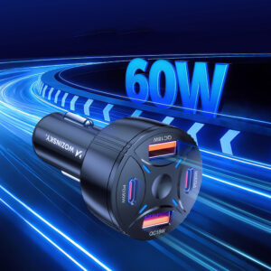 Wozinsky WLS-04 60W automobilinis įkroviklis 2xUSB-C 2xUSB-A - Juodas - Image 5