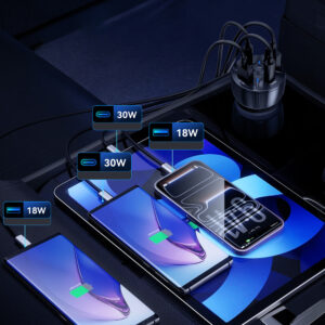 Wozinsky WLS-04 60W automobilinis įkroviklis 2xUSB-C 2xUSB-A - Juodas - Image 7