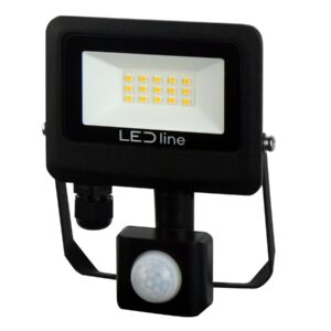 Lauko šviestuvas su judesio davikliu LED 10W neutraliai balta 230Vac, 1000lm, IP65, juodas, PHOTON, LED LINE
