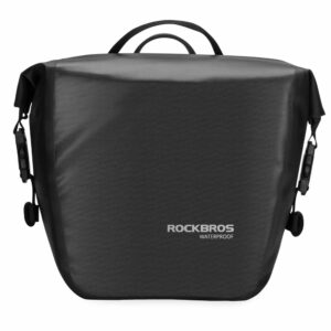 Rockbros AS-003-1BK vandeniui atsparus dviračio krepšys su peties dirželiu, tvirtinamas priekyje/gale, 10-14l - juodas