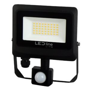 Lauko šviestuvas su judesio davikliu LED 30W neutraliai balta 230Vac, 3000lm, IP65, juodas, PHOTON, LED LINE