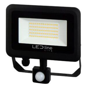 Lauko šviestuvas su judesio davikliu LED 100W neutraliai balta 230Vac, 10000lm, IP65, juodas, PHOTON, LED LINE