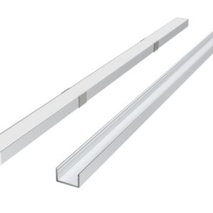 LED profilio komplektas, 2m, paviršinis, anoduotas, su baltu dangteliu, laikikliais ir aklėmis