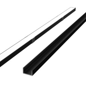 LED profilio komplektas, 3m, paviršinis, juodas, su baltu dangteliu, laikikliais ir aklėmis