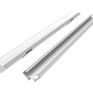 LED profilio komplektas, 3m, kampinis, baltas, su baltu dangteliu, laikikliais ir aklėmis