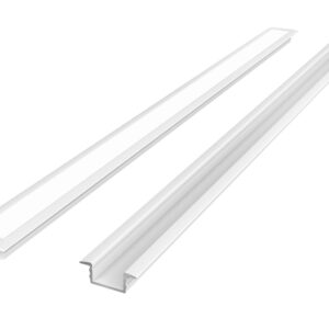 LED profilio komplektas, 3m, įleidžiamas, baltas, su baltu dangteliu ir aklėmis