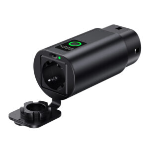 V2L Type 2 adapteris – Schuko 3500W su galios ekranu ir dėklu – juodas - Image 2