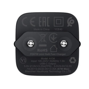 Acefast A134 67W GaN USB-C sieninis įkroviklis – juodas - Image 8