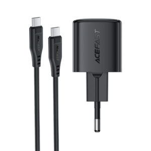 Acefast A118 30W GaN USB-C sieninis įkroviklis su USB-C – USB-C laidu 1.2m – Juodas - Image 3