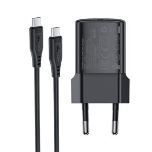 Acefast A118 30W GaN USB-C sieninis įkroviklis su USB-C – USB-C laidu 1.2m – Juodas - Image 5