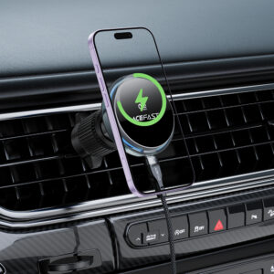 Acefast D61 magnetinis automobilinis telefono laikiklis į ventiliacijos groteles su Qi2 25W belaidžiu įkrovimu – pilkas - Image 9