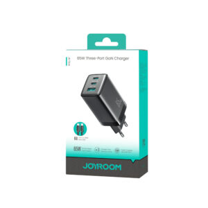Joyroom JR-TG10 65W GaN 2x USB-C + USB-A sieninis įkroviklis su 100W USB-C – USB-C 1,2 m laidu – juodas - Image 3
