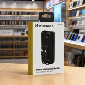 Wozinsky WFC-15B 20000mAh 22.5W PD20W išorinė baterija su integruotais Lightning ir USB-C laidais – Juoda - Image 9